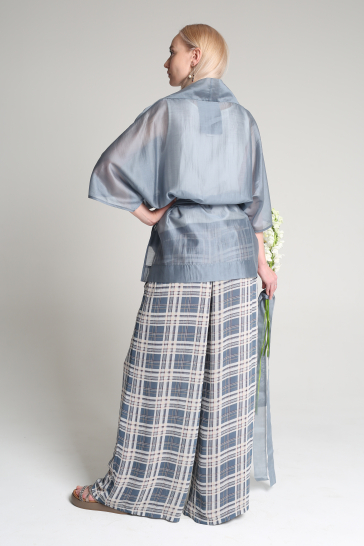 Блуза накидка женская серо-голубой