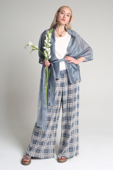 Блуза накидка женская серо-голубой