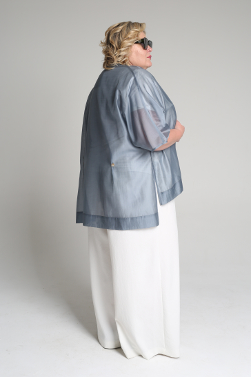 Блуза накидка женская серо-голубой