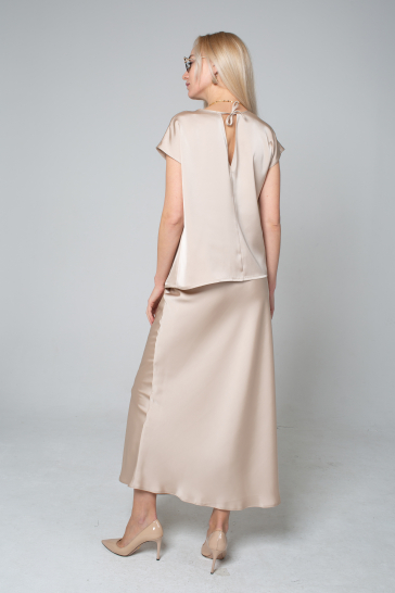 Юбка женская По косой шёлк молочный