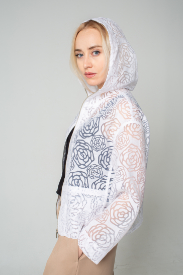 Жакет бомбер женский Цветы белый