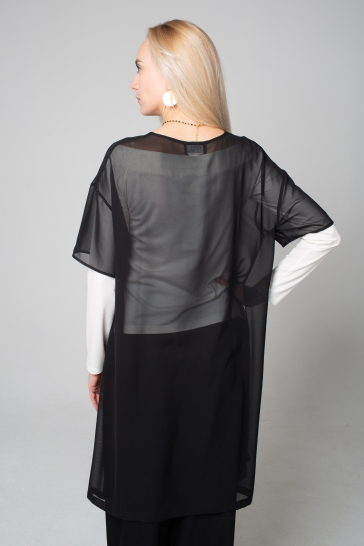 Платье короткое из шифона (чёрный)