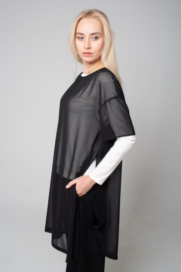 Платье короткое из шифона (чёрный)