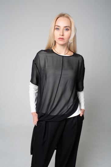 Платье короткое из шифона (чёрный)