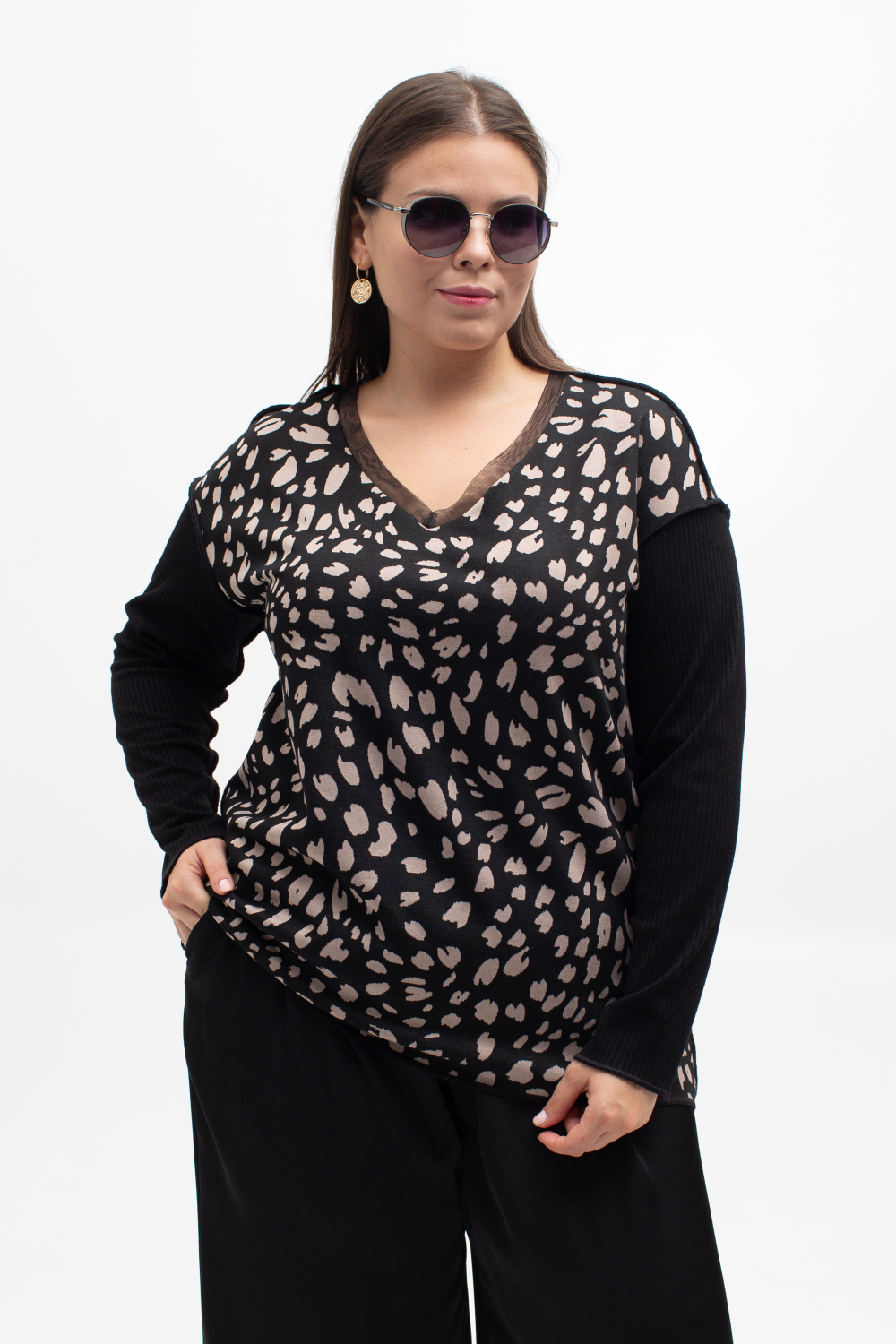 Джемпер женский Тренд леопард чёрный