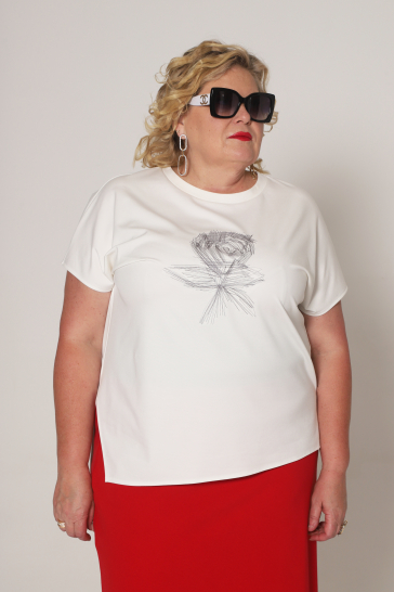 Джемпер женский с вышивкой Роза весна белый