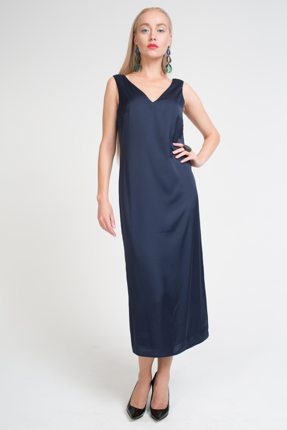 Платье Шелковое на подкладе темно синий