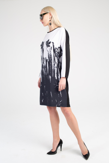 Платье с печатью Цветы белый