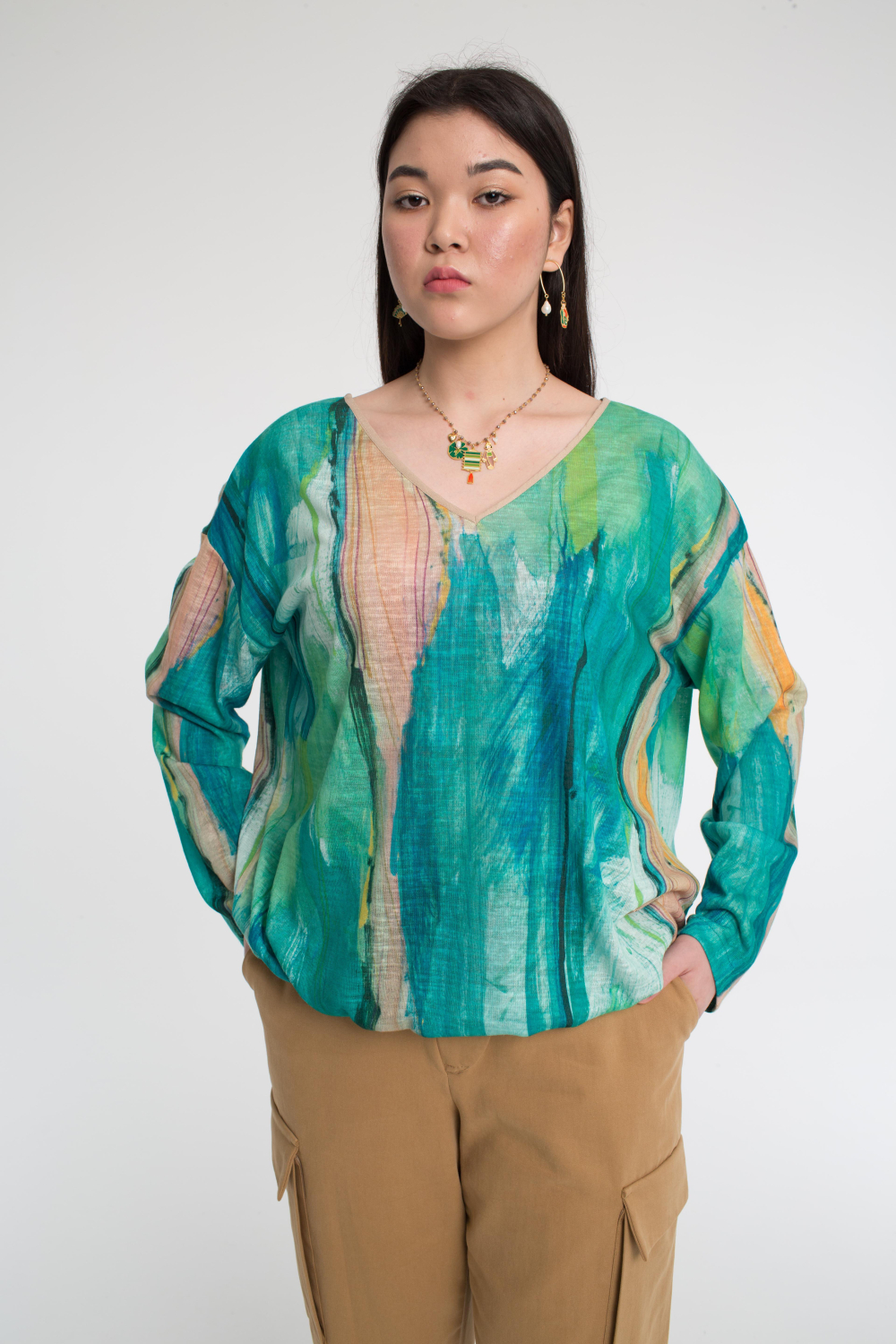 Джемпер Акварель зеленый