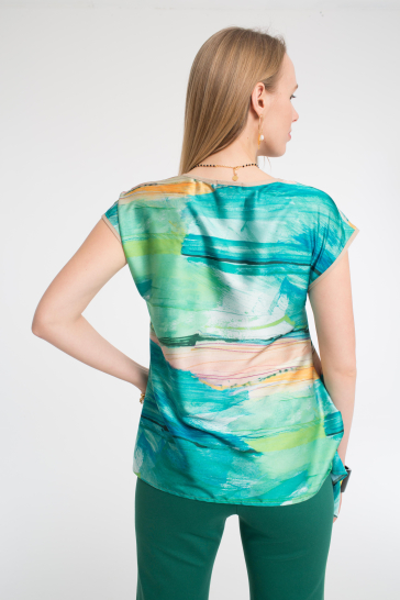 Блуза Акварель шелк зеленый