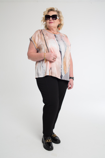 Блуза Акварель  комби пудровый плюс