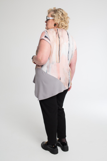 Блуза Акварель  комби пудровый плюс
