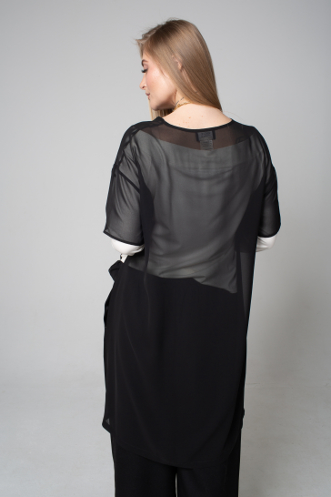 Платье короткое из шифона (чёрный)