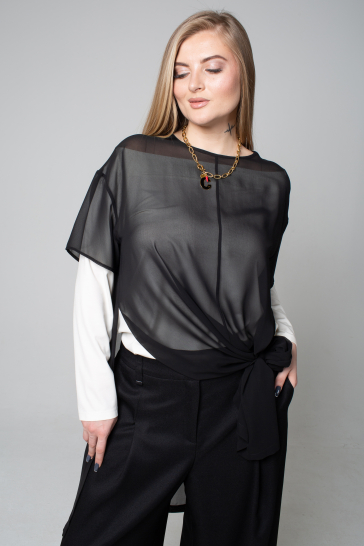 Платье короткое из шифона (чёрный)