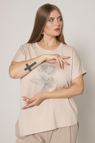 Джемпер женский с вышивкой Роза весна беж