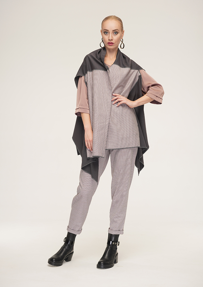 Накидка Щербет серо-розовый