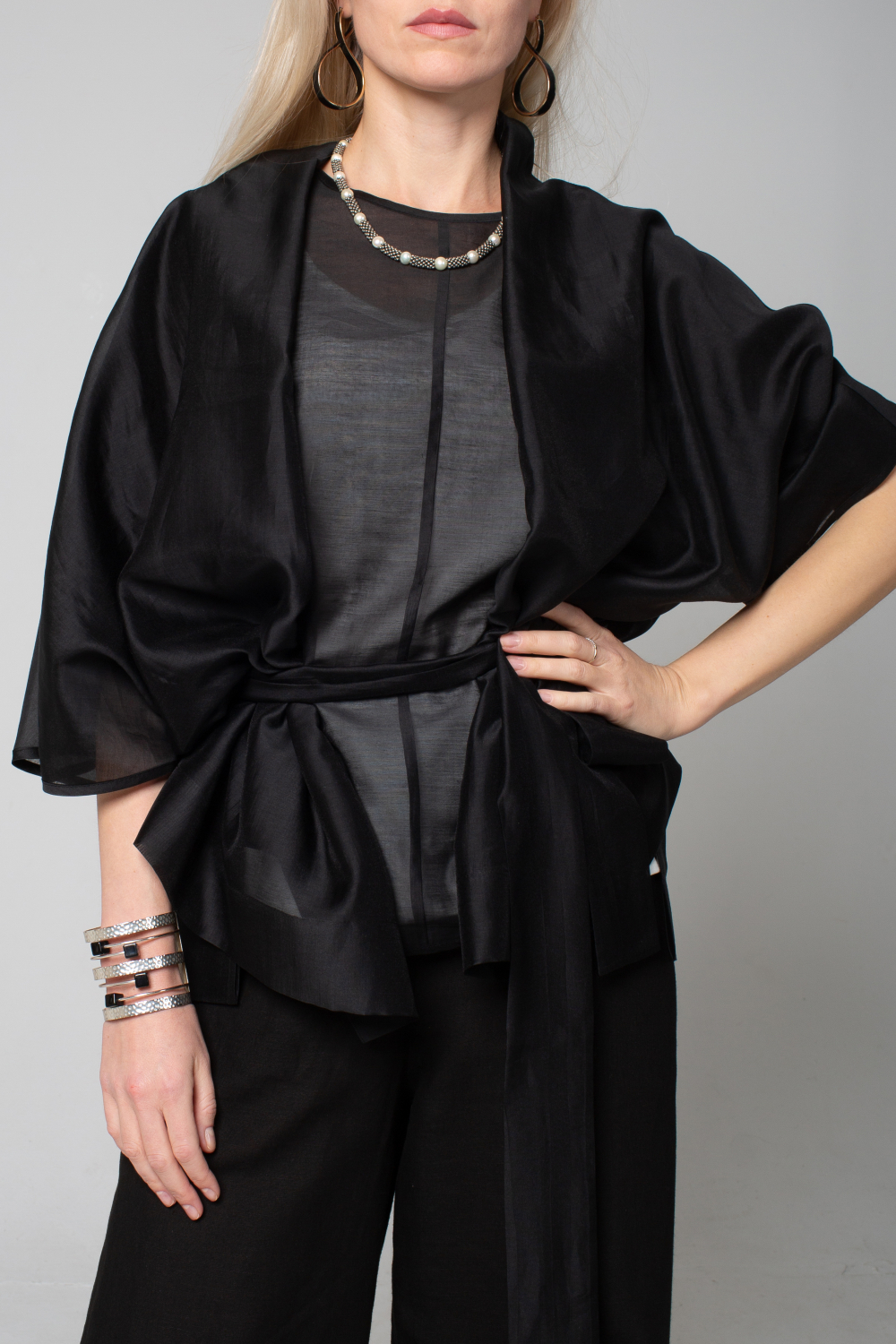 Блуза накидка женская чёрный