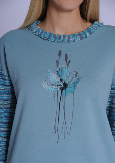 Джемпер Дивный сад бирюзовый