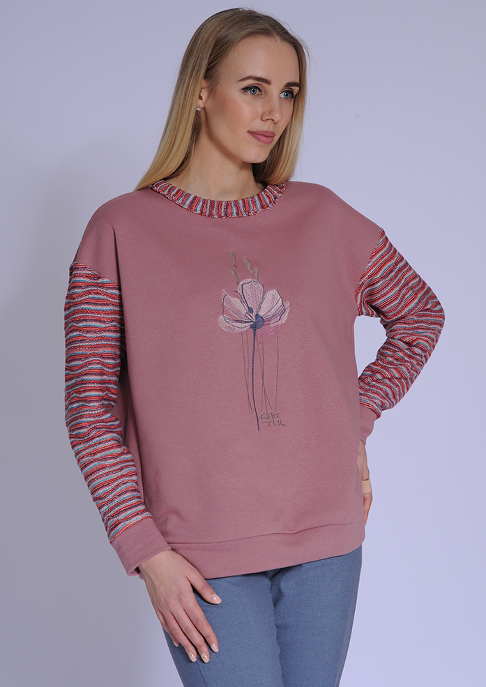 Джемпер Дивный сад розовый