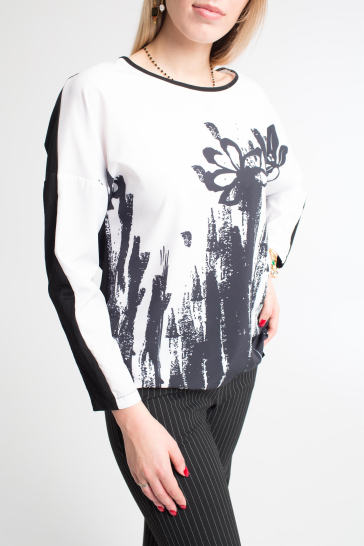 Блуза с печатью Цветы белый