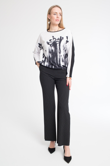 Блуза с печатью Цветы белый