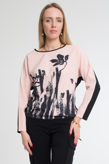 Блуза с печатью Цветы розовый