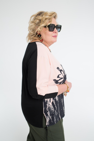 Блуза с печатью Цветы розовый