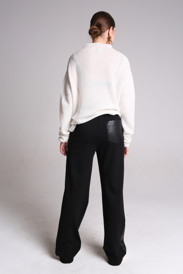 Брюки женские трикотажные эко-кожа чёрный