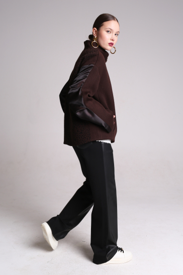 Жакет женский на подкладке чёрный, коричневый