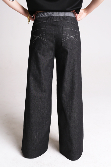 Брюки джинсы женские широкие чёрный