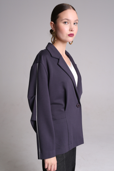 Жакет женский трикотажный с кантами серый