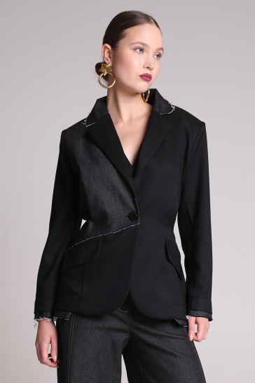 Жакет женский с джинсой чёрный