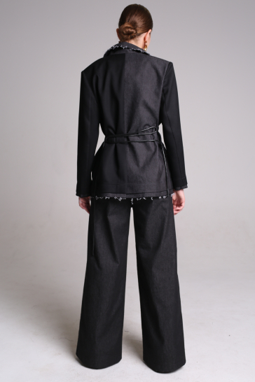 Жакет женский с джинсой чёрный