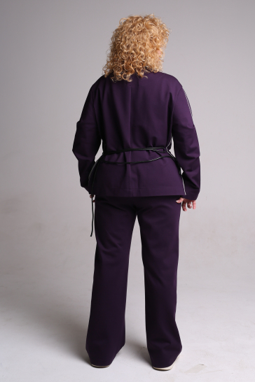 Жакет женский трикотажный с кантами фиолетовый