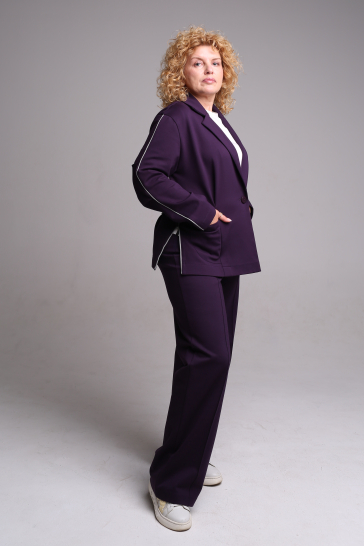 Жакет женский трикотажный с кантами фиолетовый