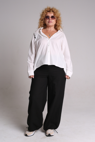 Блуза женская асимметричный низ белый