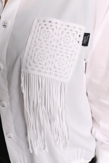 Блуза женская укороченная на кулиске белый