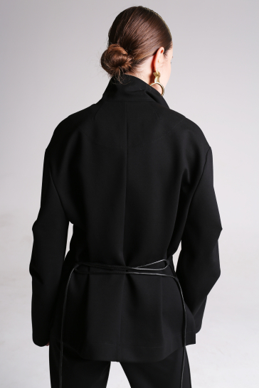 Жакет женский трикотажный фигурный чёрный