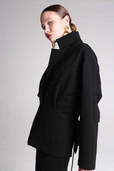 Жакет женский трикотажный фигурный чёрный