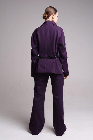 Жакет женский трикотажный с кантами фиолетовый