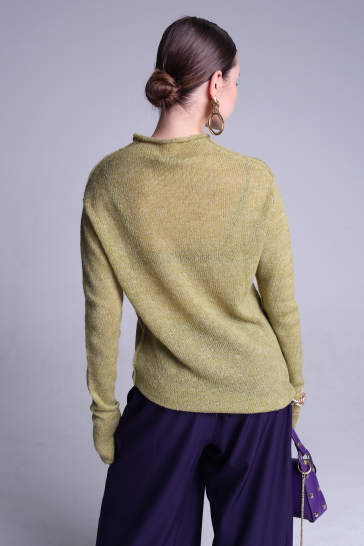 Джемпер женский нежный цельновязанный зелёный