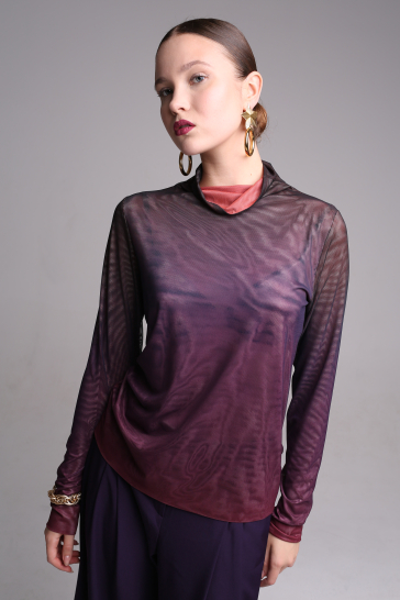 Джемпер женский сетка градиент фиолетовый