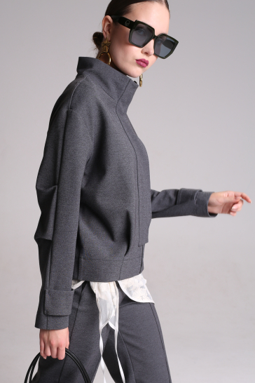 Жакет женский на молнии серый