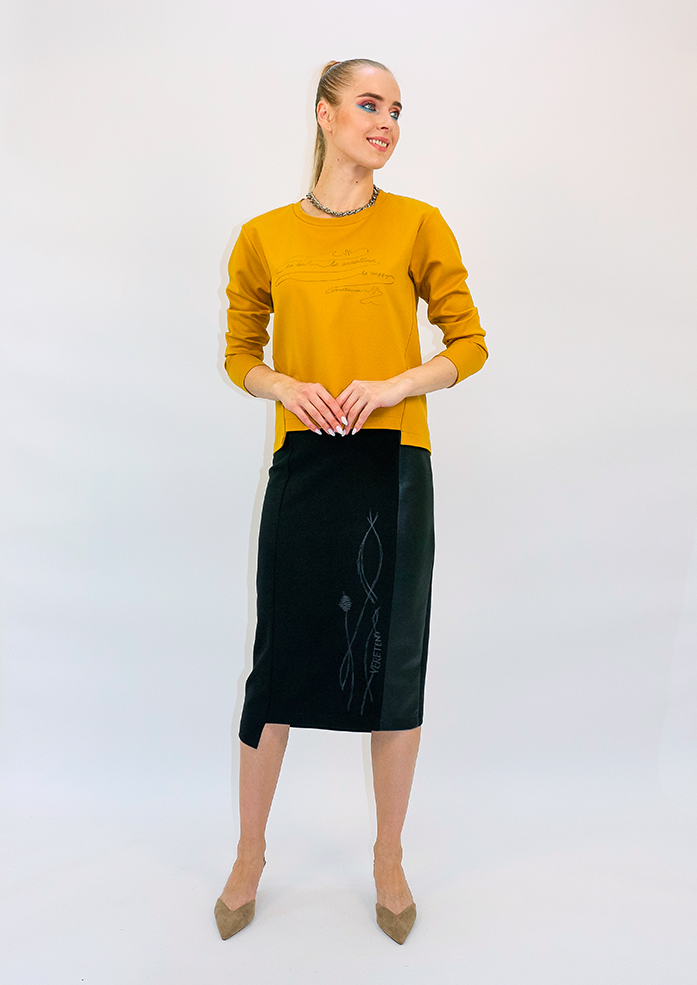 Юбка женская Вышивка чёрный