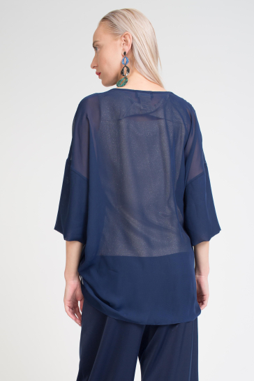 Блуза женская Бабочка тёмно-синий