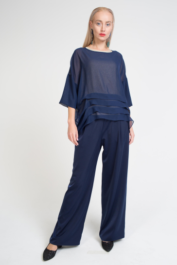 Блуза женская Бабочка тёмно-синий