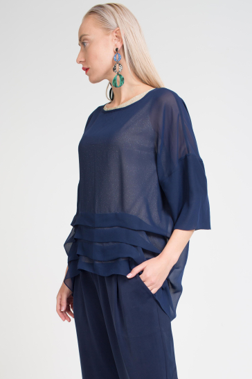 Блуза женская Бабочка тёмно-синий