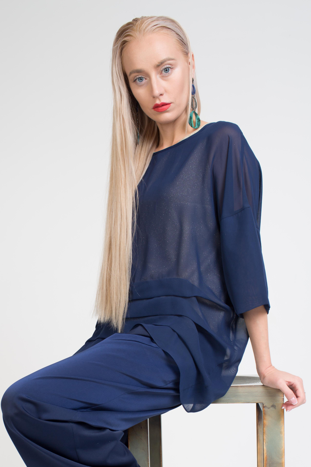 Блуза Бабочка темно синий