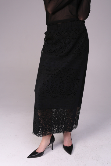 Юбка женская кружево замшевая чёрная