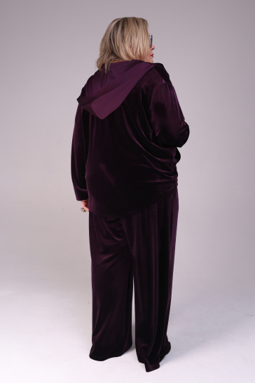 Жакет женский бархатный с капюшоном фиолетовый